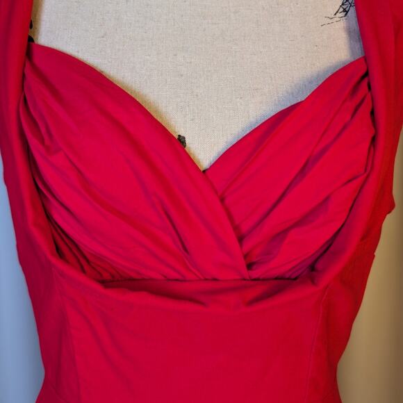 Red Fit & Flare Dress XL Vintage Inspired 50s Pinup Rockabilly - Picture 10 of 16